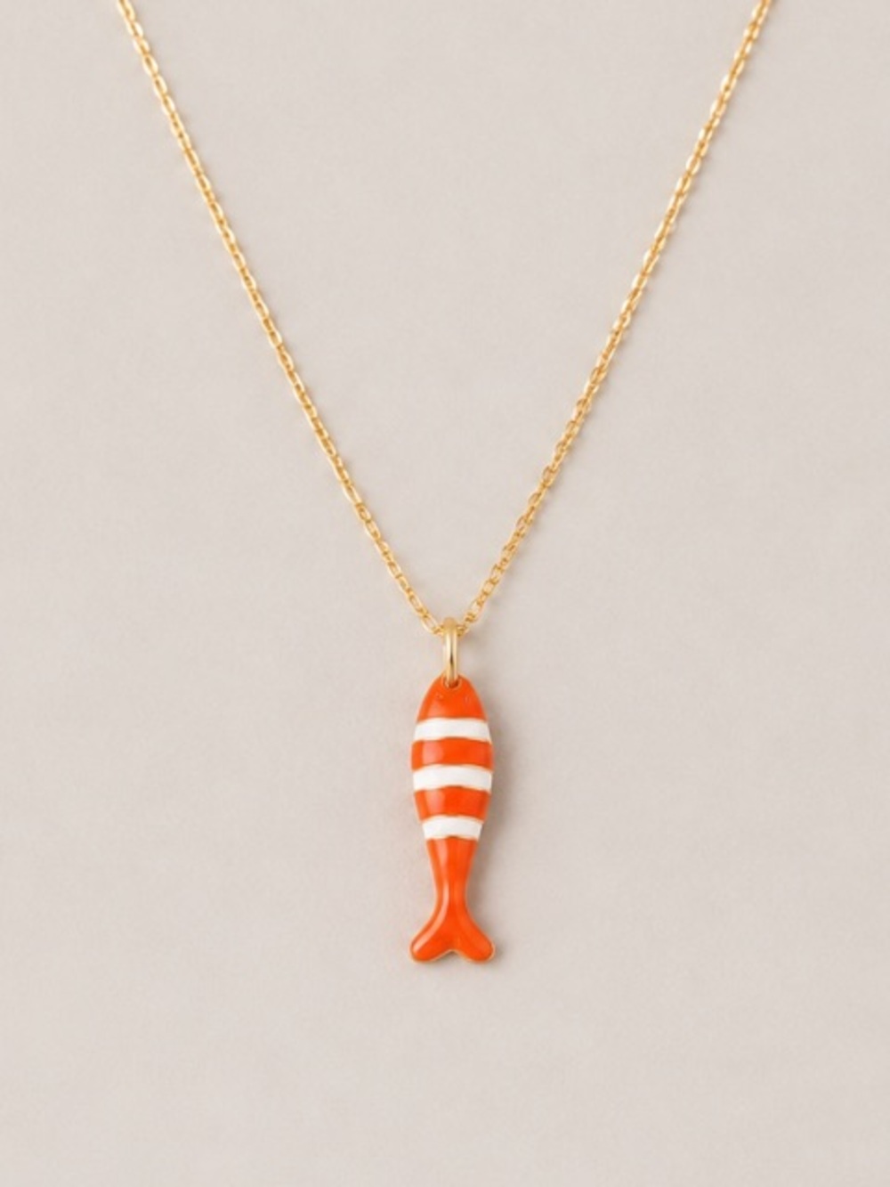 New! Colorful Orange Koi Fish Sardine Gold Necklace NWOT 5048